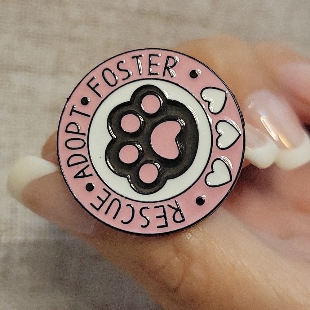 RESCUE ADOPT FOSTER Paw Print Enamel Pin